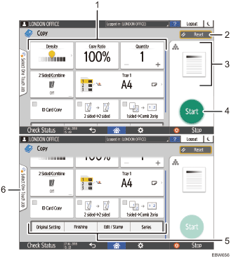 Operation panel screen illustration numbered callout illustration