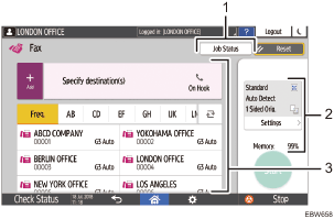 Operation panel screen illustration numbered callout illustration