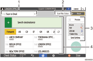 Operation panel screen illustration numbered callout illustration