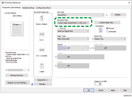 Operation panel screen illustration