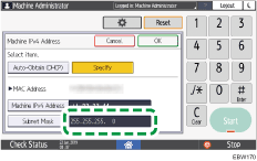 Operation panel screen illustration