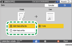 Ilustración de la pantalla del panel de mandos