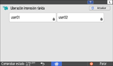 Ilustración de la pantalla del panel de mandos