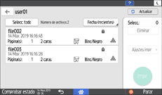 Ilustración de la pantalla del panel de mandos