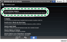 Ilustración de la pantalla del panel de mandos