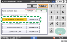 Ilustración de la pantalla del panel de mandos
