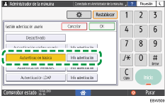 Ilustración de la pantalla del panel de mandos