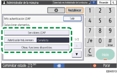 Ilustración de la pantalla del panel de mandos