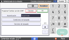 Ilustración de la pantalla del panel de mandos