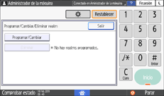 Ilustración de la pantalla del panel de mandos