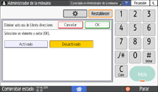 Ilustración de la pantalla del panel de mandos