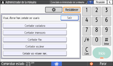 Ilustración de la pantalla del panel de mandos