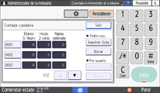 Ilustración de la pantalla del panel de mandos