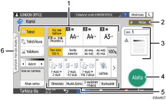 Käyttöpaneelin numeroitu näyttö