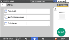 Illustration de l'écran du panneau de commande