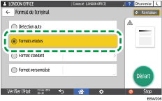 Illustration de l'écran du panneau de commande