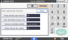 Illustration de l'écran du panneau de commande