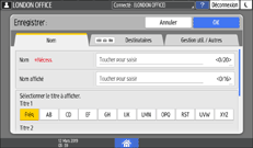 Illustration de l'écran du panneau de commande