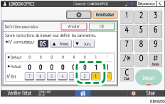 Illustration de l'écran du panneau de commande