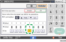 Illustration de l'écran du panneau de commande