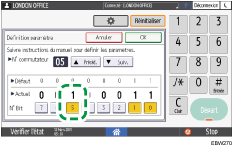 Illustration de l'écran du panneau de commande