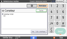 Illustration de l'écran du panneau de commande