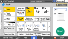 Illustration de l'écran du panneau de commande