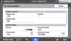 Illustration de l'écran du panneau de commande