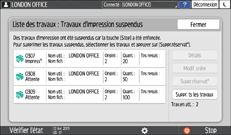 Illustration de l'écran du panneau de commande