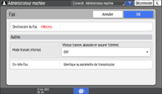 Illustration de l'écran du panneau de commande