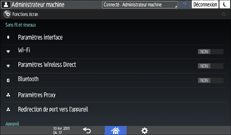Illustration de l'écran du panneau de commande