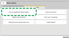 Illustration de l'écran du panneau de commande