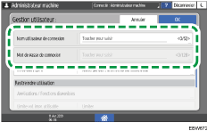 Illustration de l'écran du panneau de commande