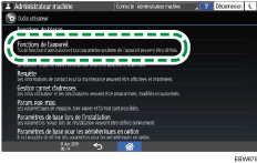 Illustration de l'écran du panneau de commande