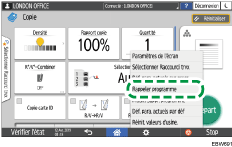 Illustration de l'écran du panneau de commande