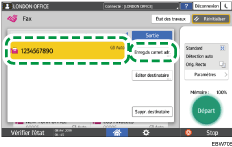 Illustration de l'écran du panneau de commande