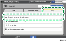Illustration de l'écran du panneau de commande