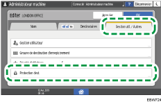 Illustration de l'écran du panneau de commande