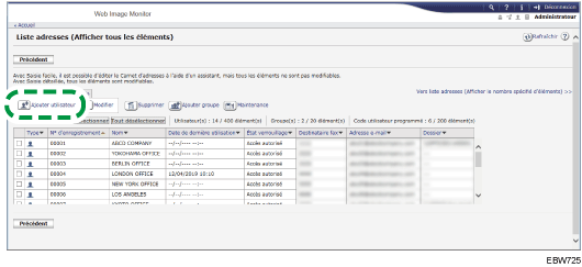 Illustration de l'écran du panneau de commande