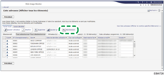 Illustration de l'écran du panneau de commande
