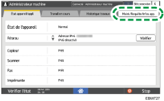 Illustration de l'écran du panneau de commande