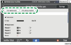 Illustration de l'écran du panneau de commande