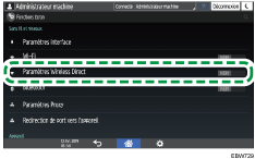 Illustration de l'écran du panneau de commande