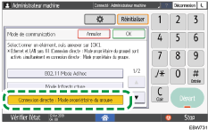 Illustration de l'écran du panneau de commande
