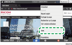 Illustration de l'écran du panneau de commande