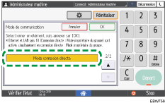 Illustration de l'écran du panneau de commande