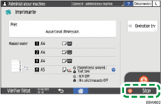 Illustration de l'écran du panneau de commande