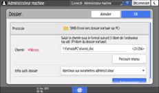 Illustration de l'écran du panneau de commande