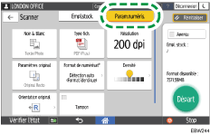 Illustration de l'écran du panneau de commande