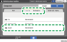 Illustration de l'écran du panneau de commande